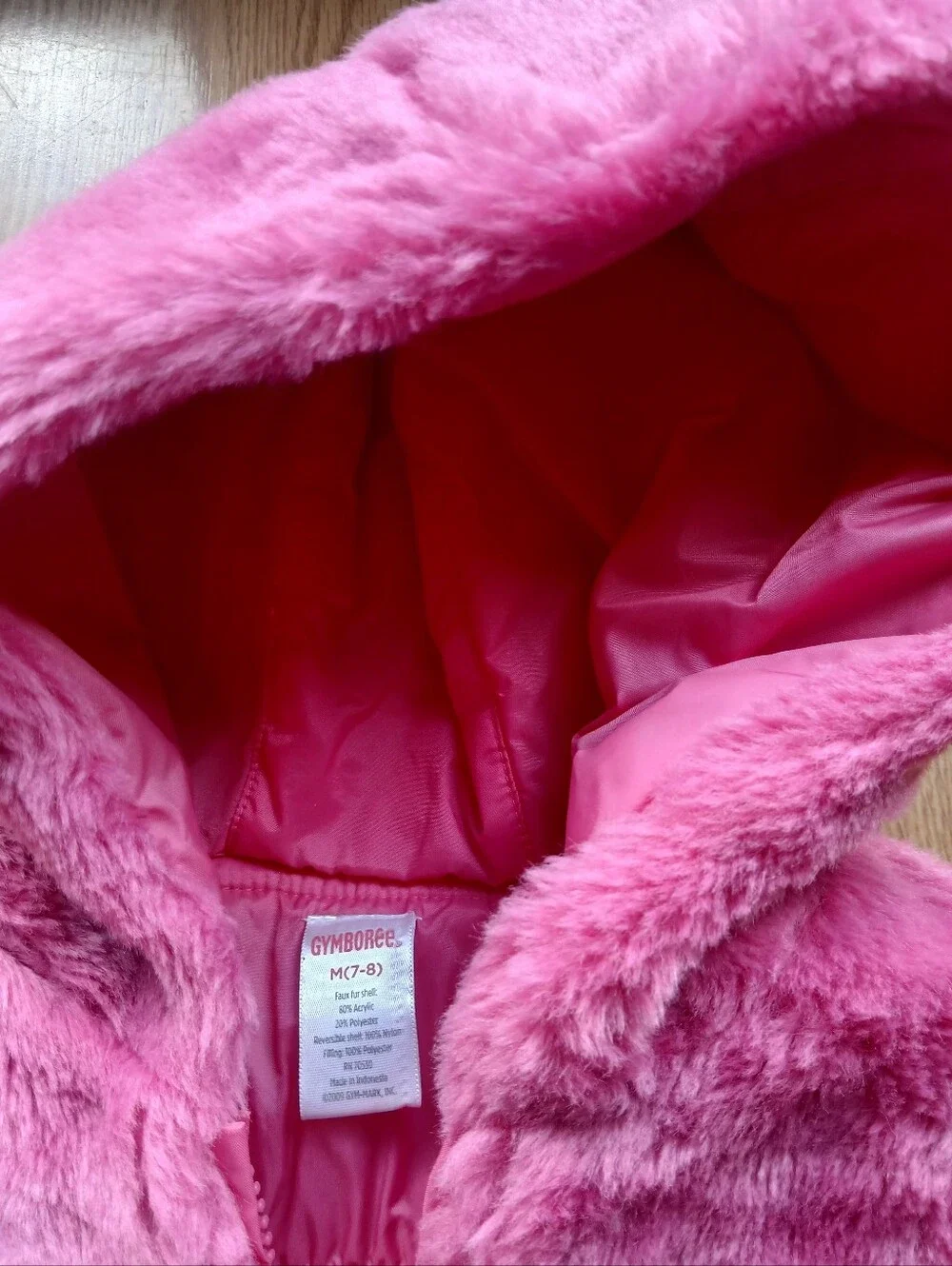 Bright Pink Faux Fur Hooded Vest by Gymboree - Sz M
